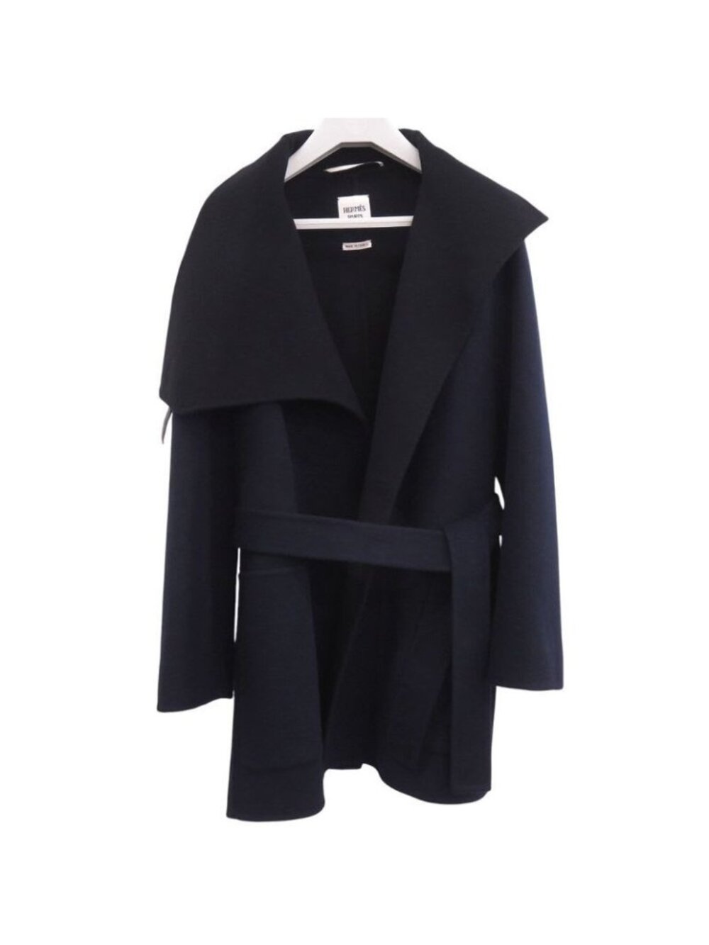 Hermes Blanket Coat 4 E0104 db Cashmere Navy Black Outerwear 1230